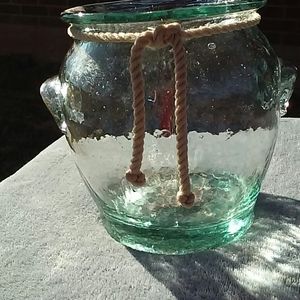 Blue/Green tinted glass jar